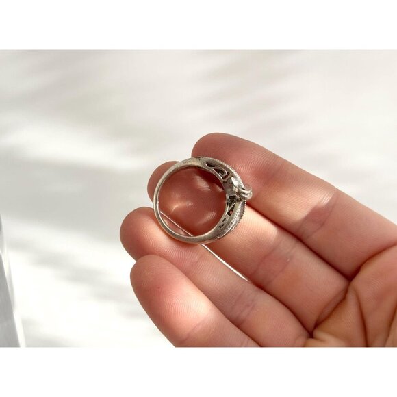 Sterling Silver Cubic Zirconia Crossover Bowtie Shaped Vintage Ring - sz 8.75 - Picture 10 of 10